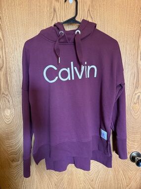 Calvin Klein Women's Plum Pullover Hoodie with Logo